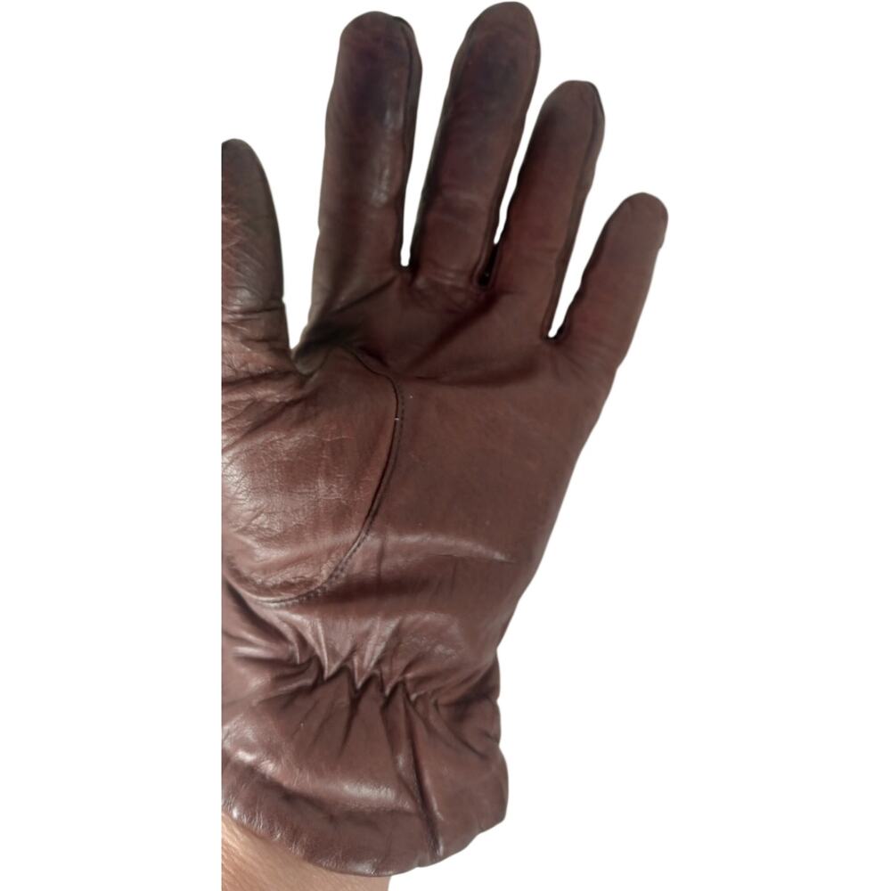 Vintage Aris Leather Gloves 100% Wool Lined Brown Winter Driving Size 8 Heritage - Picture 5 of 10